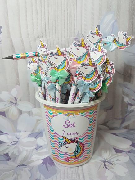 50 Lápis Personalizado Unicórnio
