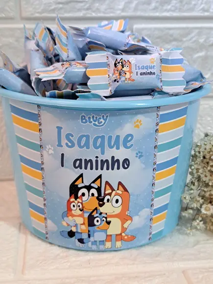 1 Balde com 100 Balas Bluey