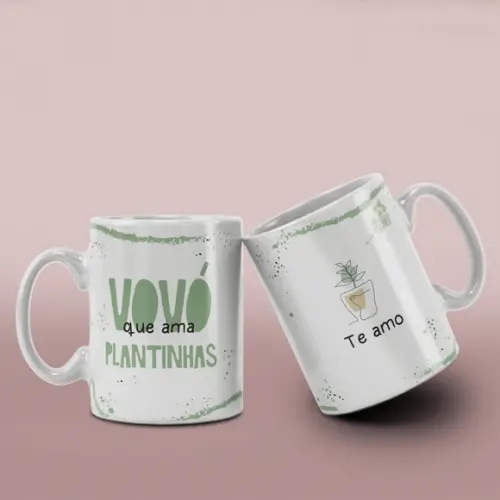 Caneca Personalizada Dia dos Avós - Vovó Que Ama Plantas