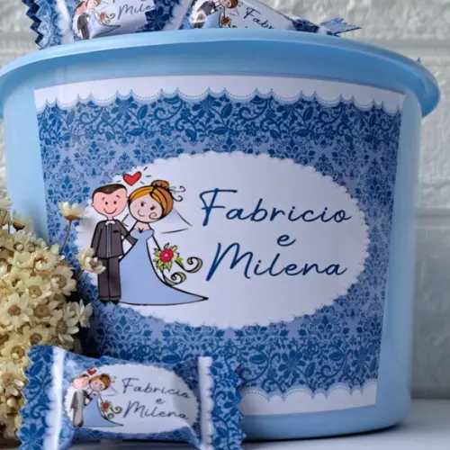 Balde com 100 Balas Azul Serenity