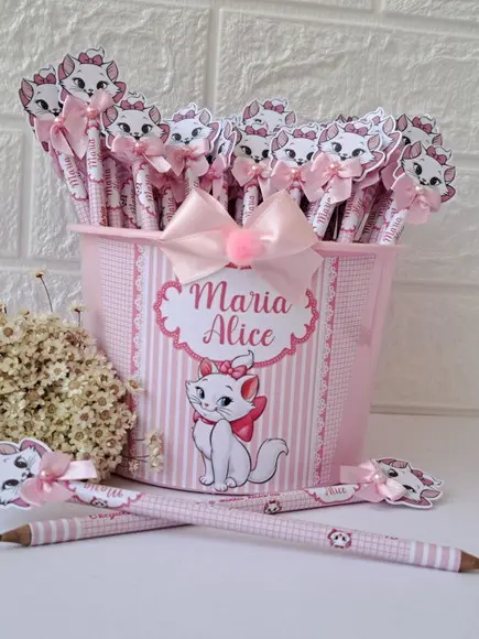 50 Lapis Personalizados Gatinha Marie