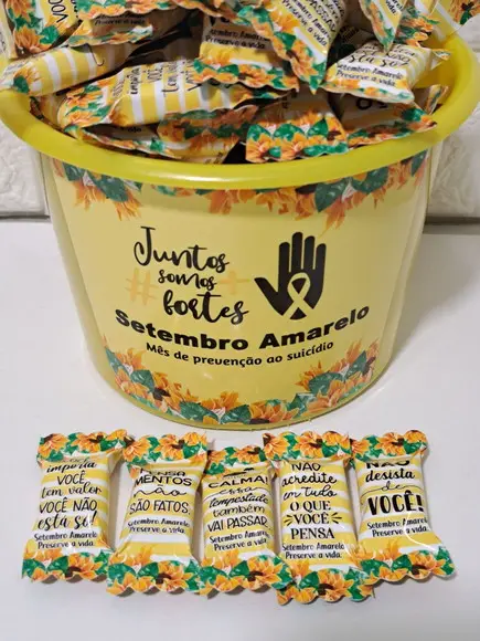 1 Balde e 100 Balas Setembro Amarelo (bala Dura)