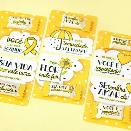 20 Cartões com Bala Setembro Amarelo