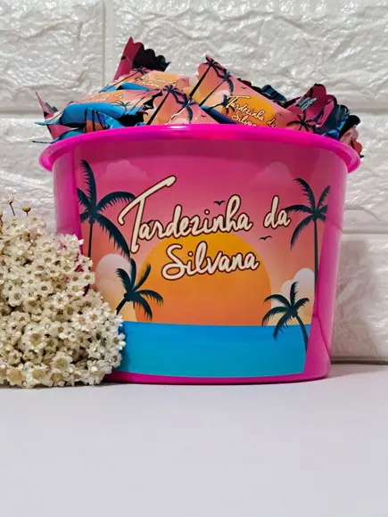 Balde com 100 Balas Tardezinha Pink
