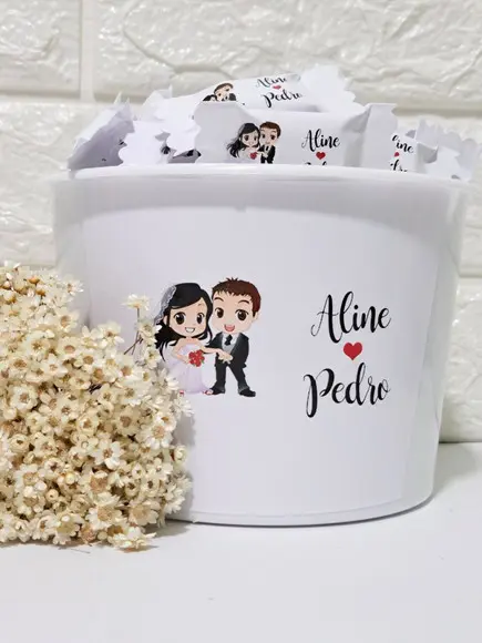 Balde com 100 Balas Casamento