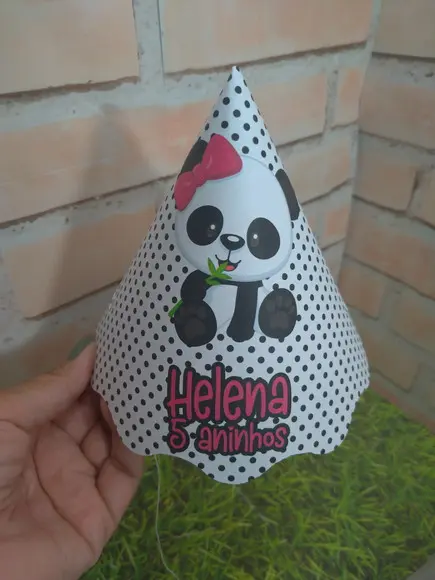 10 Chapéuzinho de Festa Urso Panda Menina