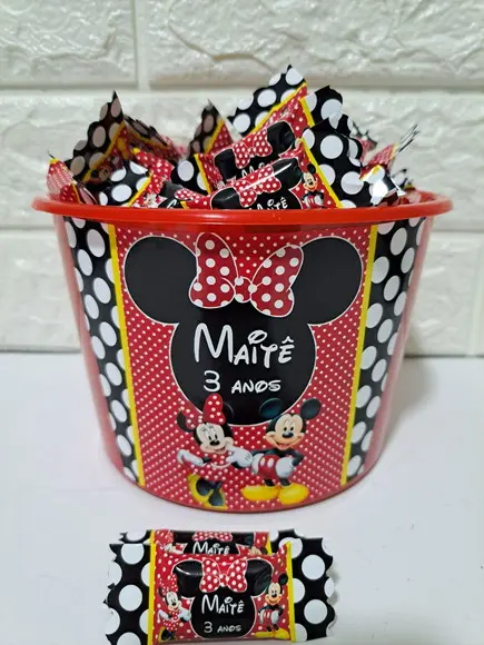 Balde com Balas Mickey e Minnie