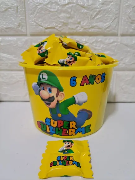 Balde com 100 Balas Luigi