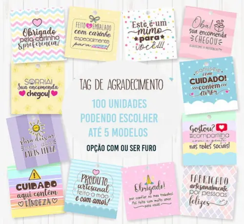 100 Tags 5x5cm de Agradecimento Cliente