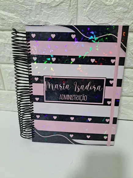 Caderno Preto e Rosa 250fls