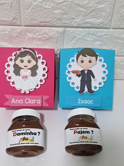 2 Convites Caixa Nutella Daminha e Pajem