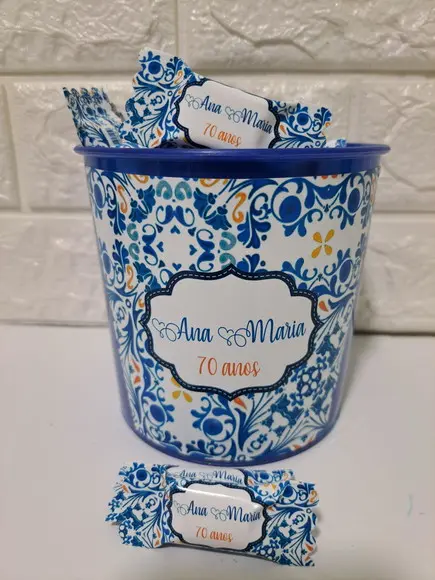 Balde com 60 Balas Azulejo Português