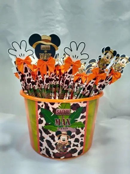 50 Lápis Personalizado Mickey Safari