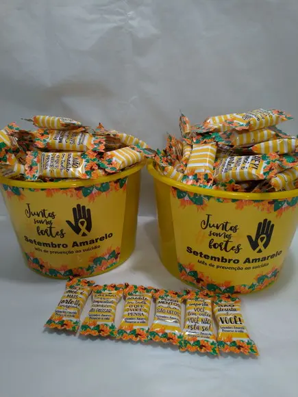 2 Baldes Com 100 Balas Cada Setembro Amarelo