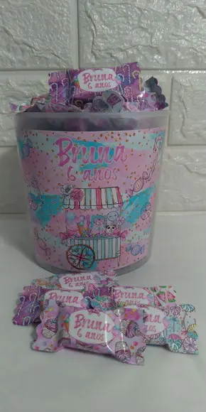 Balde com 100 balas candy land