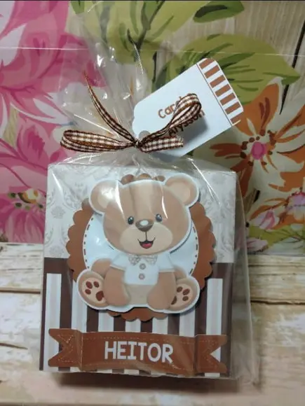 Convite caixa nutella BATIZADO MENINO Ursinho
