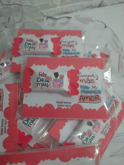 Cartão com bala dia das mães