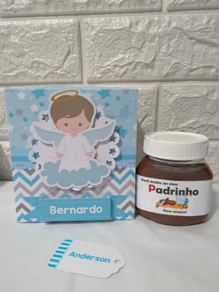 Convite caixa nutella BATIZADO MENINO