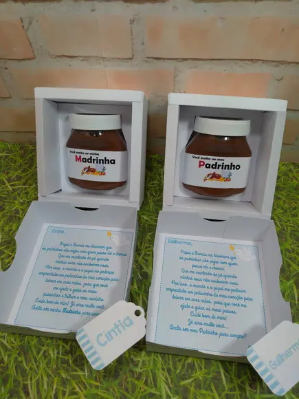 Convite caixa nutella BATIZADO MENINO