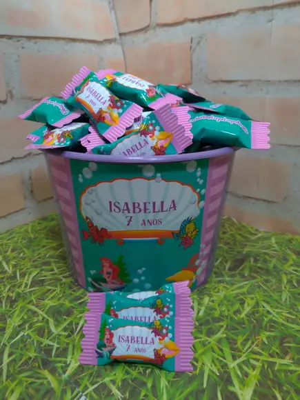 1 Balde com 100 Balas a Pequena Sereia
