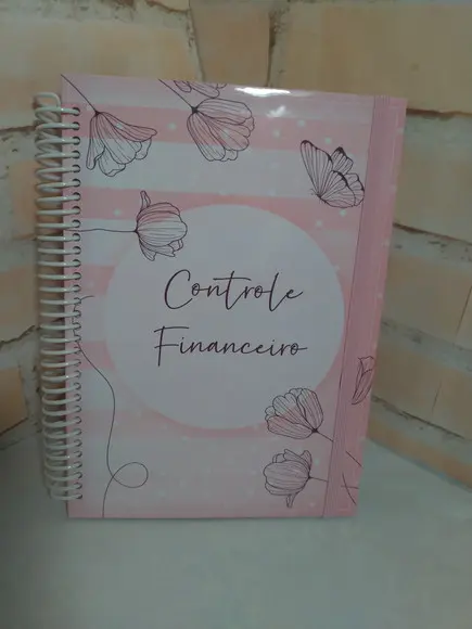 Caderno controle financeiro rose