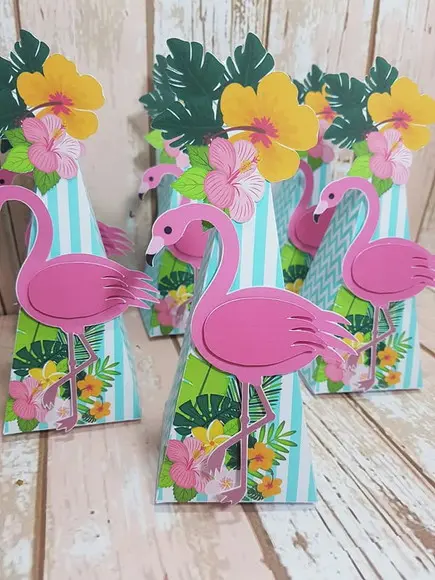 Caixa Piramide flamingo/tropical