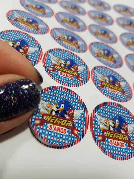 50 Adesivos 2,5cm sonic