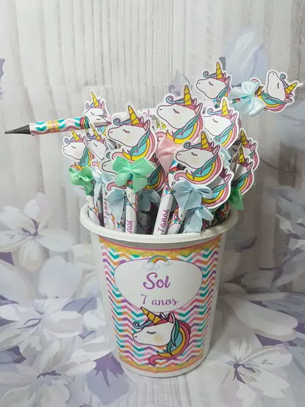 50 Lápis Personalizado Unicórnio