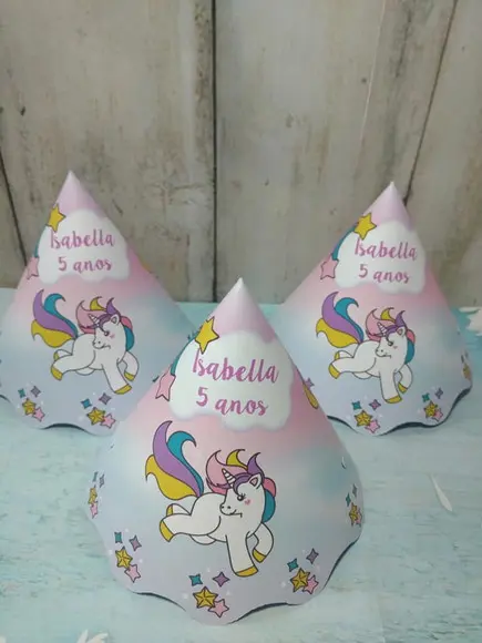 10 Chapéuzinho de Aniversário Unicórnio
