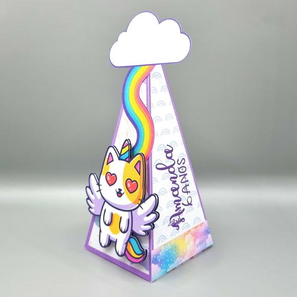 Caixa Cone - Gato Unicórnio
