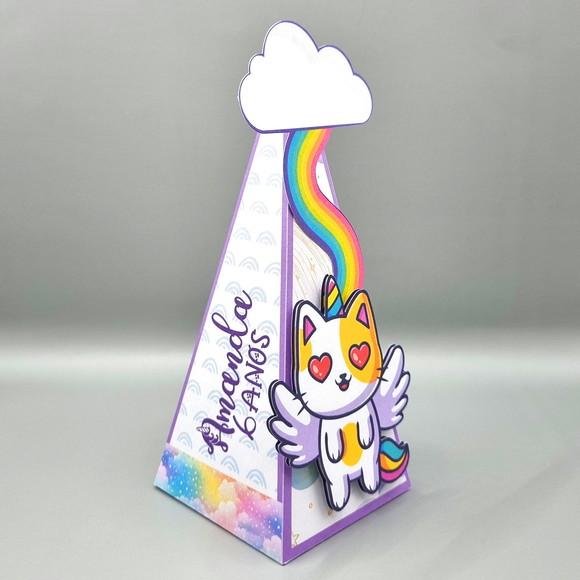 Caixa Cone - Gato Unicórnio
