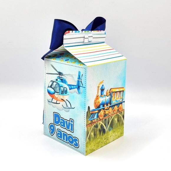 Caixa Milk - Meios de Transporte Realista Aquarela