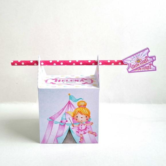 Caixa Passa Canudo - Circo Rosa