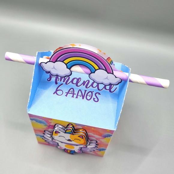 Caixa Passa Canudo - Gato Unicórnio
