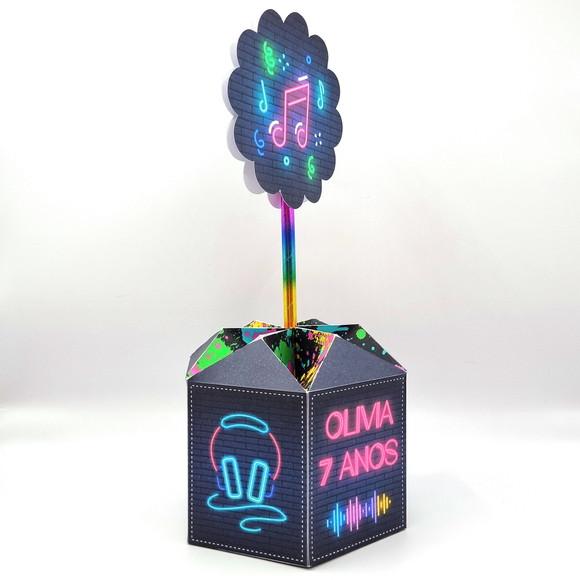 Centro de Mesa Sextavado - Neon Party