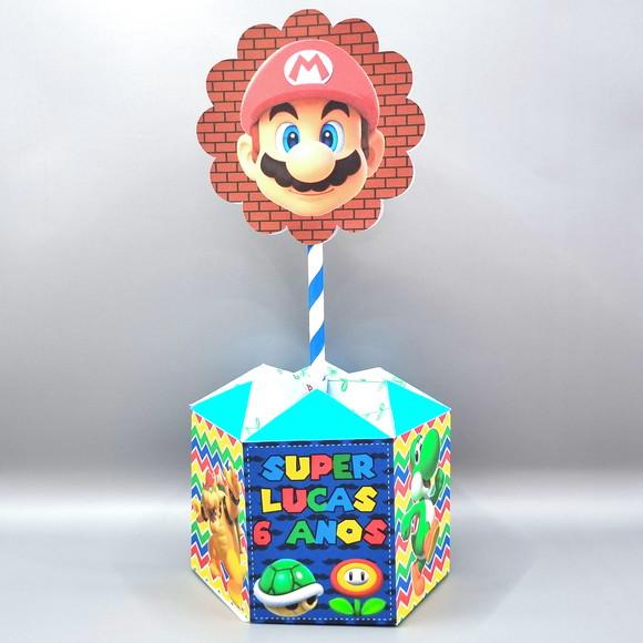 Centro de Mesa Sextavado - Super Mario