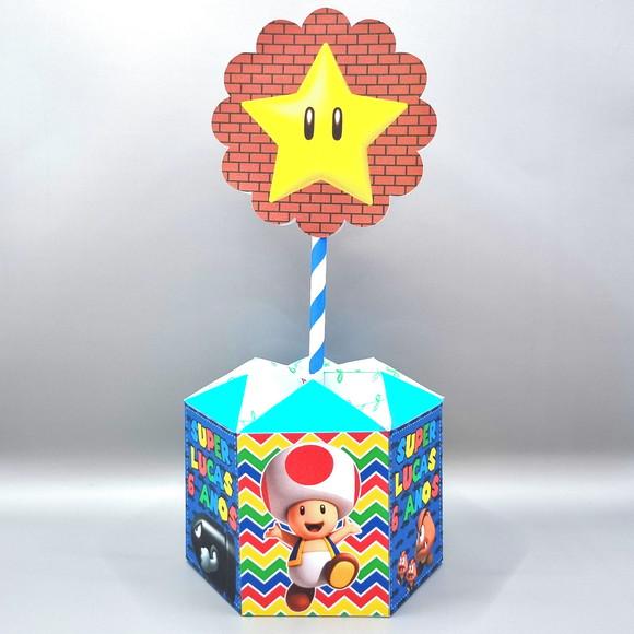 Centro de Mesa Sextavado - Super Mario