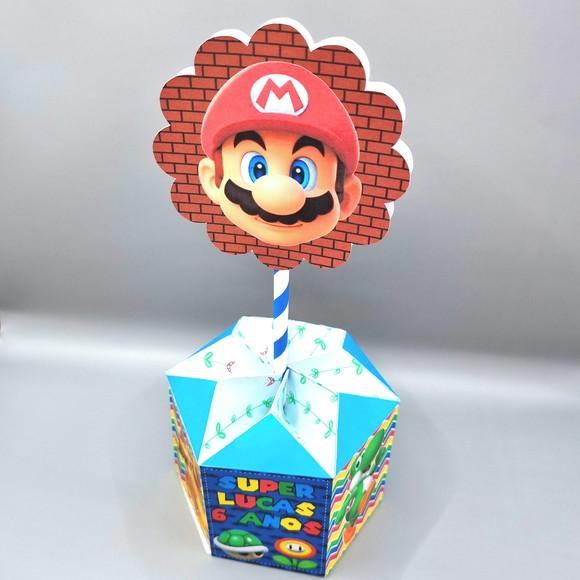 Centro de Mesa Sextavado - Super Mario
