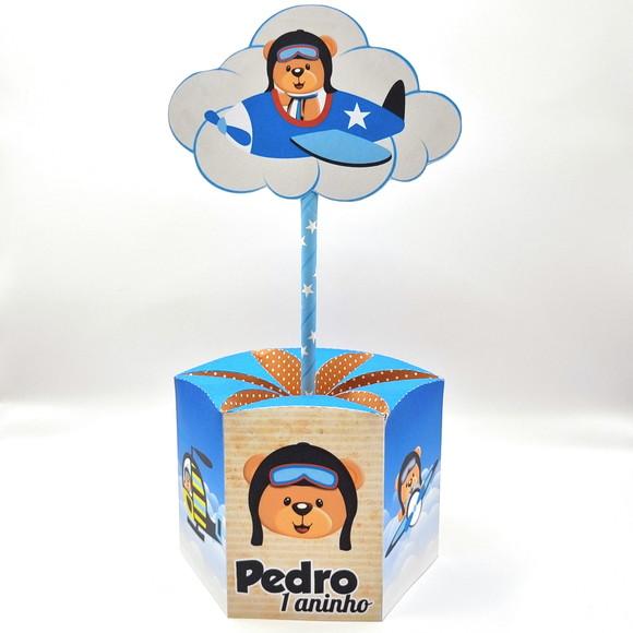 Centro de Mesa Sextavado Urso Aviador