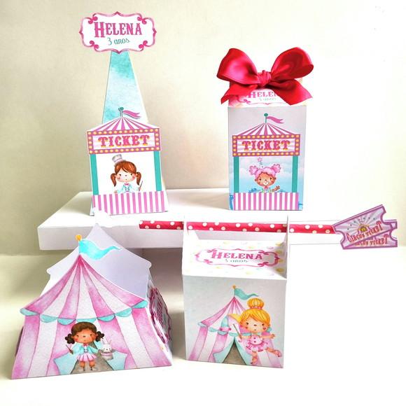 Kit Caixas Personalizadas 20 Itens - Circo Rosa