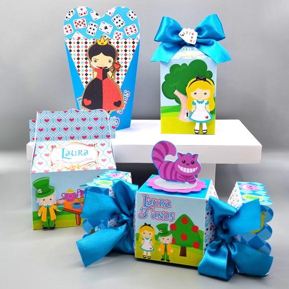 Kit Caixas Personalizadas 30 Pç Alice no País das Maravilhas