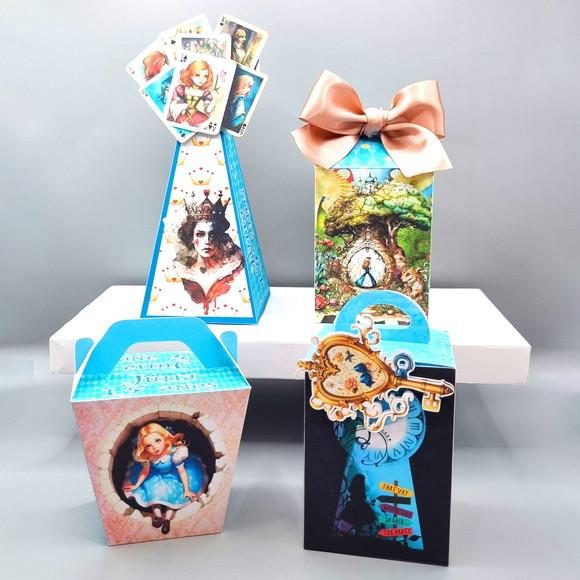 Kit Caixas Personalizadas 50 Pç Alice no País das Maravilhas