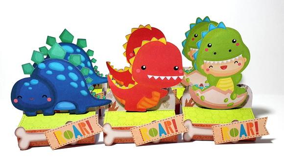 Kit com 20 Caixas Bis Duplo - Dinossauro Cute