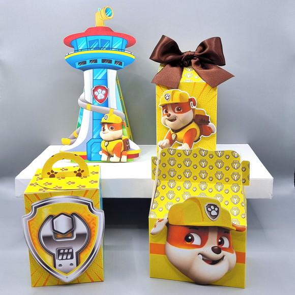 Kit de Caixas Personalizadas 20 Pçs - Patrulha Canina Rubble