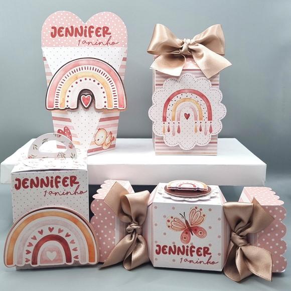 Kit de Caixas Personalizadas 20 Peças - Arco Íris Boho