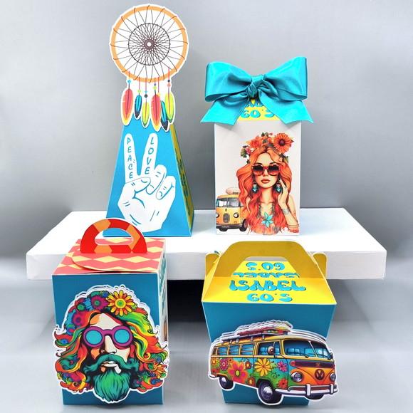 Kit de Caixas Personalizadas 20 Peças - Festa Retrô
