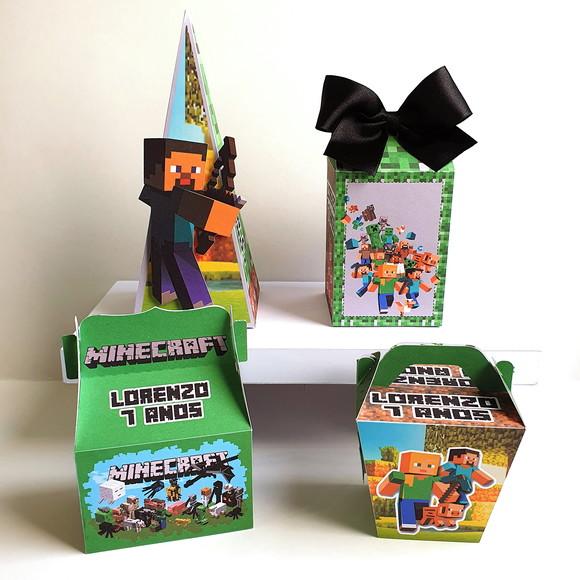 Kit de Caixas Personalizadas 20 Peças - Minecraft