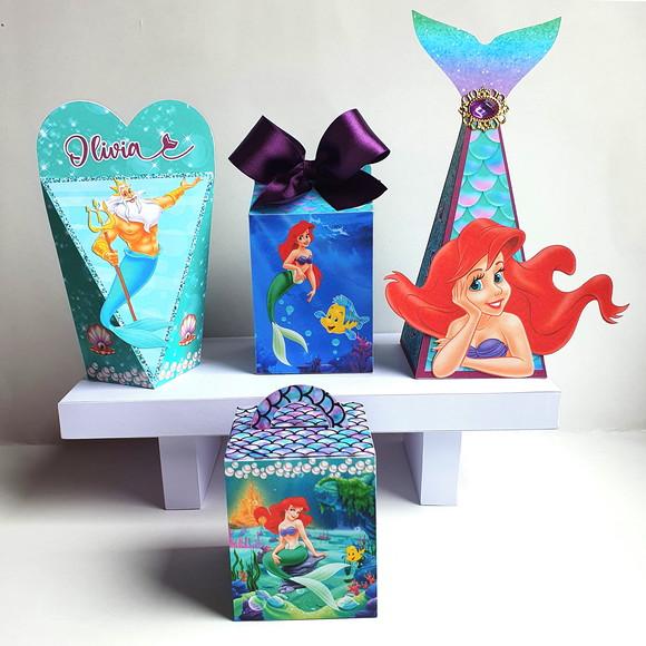 Kit de Caixas Personalizadas 20 Peças - Pequena Sereia