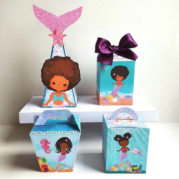 Kit de Caixas Personalizadas 20 Peças - Sereia Negra