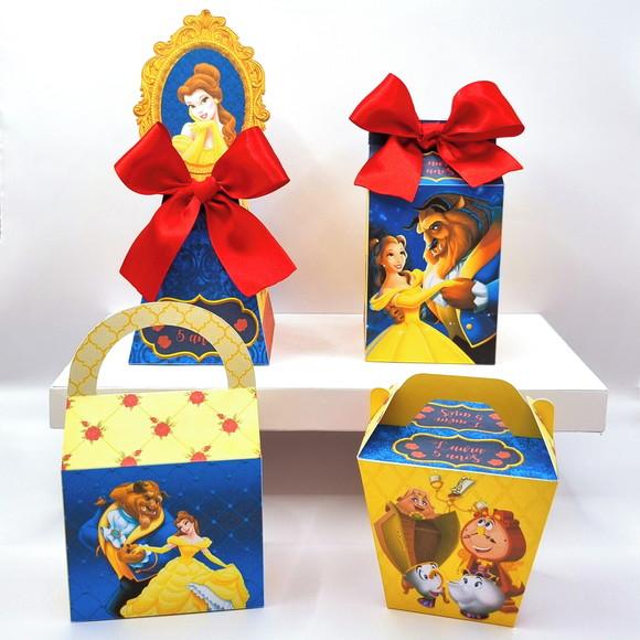 Kit de Caixas Personalizadas 30 Peças - a Bela e a Fera